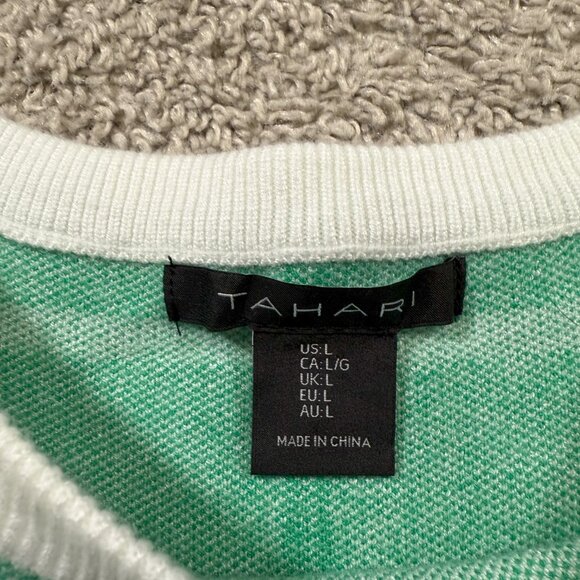 Tahari‎ Women's Christmas Plaid Green White Soft Crewneck Holiday Festive Bold L - Picture 2 of 6